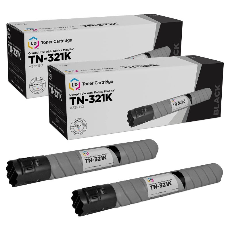 LD Products Compatible Konica Minolta TN-321K A33K130 Toner Cartridge Replacement for use in Bizhub: C224, C224e, C284, C284e, C364 & C364e (Black, 2-Pack) - Image 1